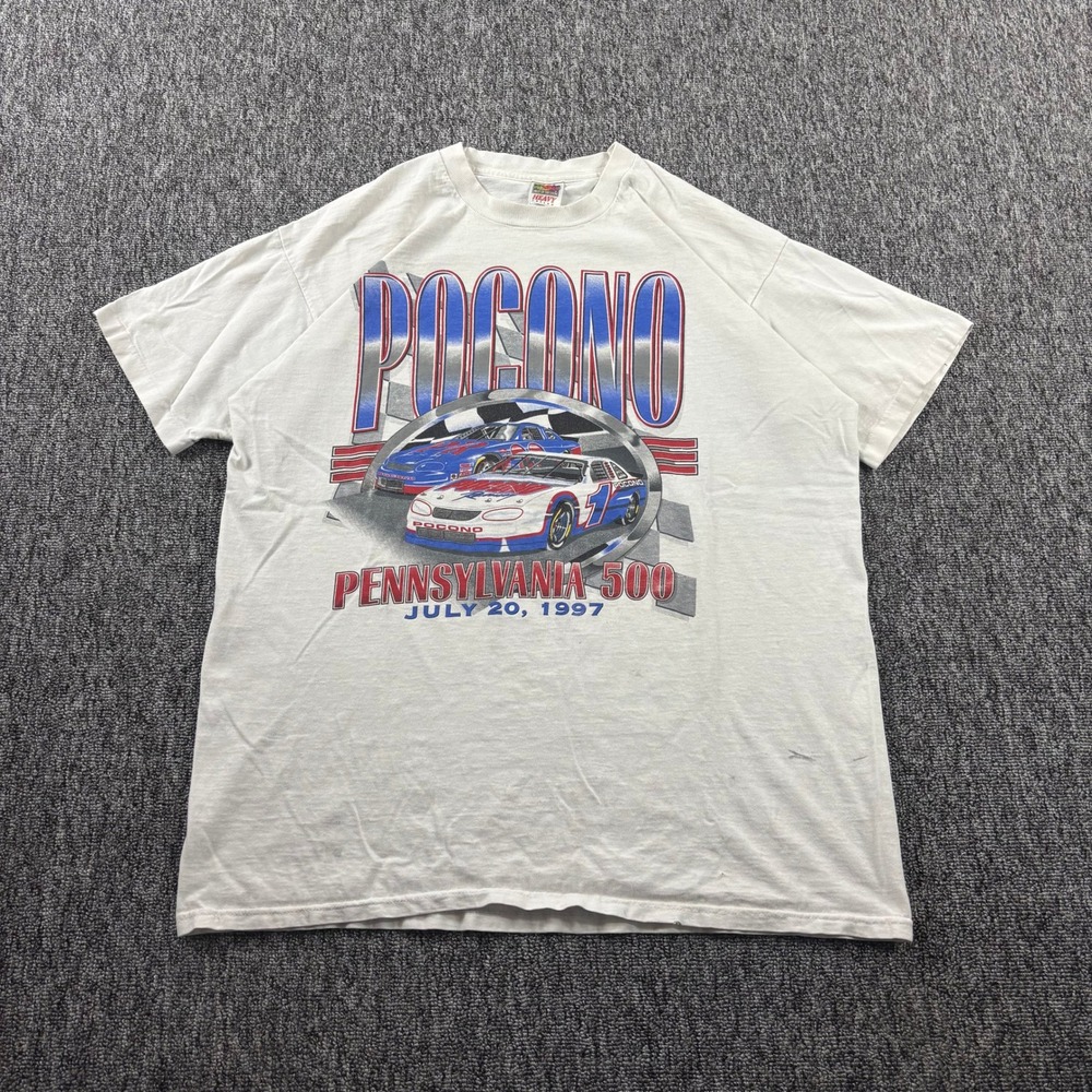 Vintage 90s NASCAR Pennsylvania 500 Racing T-Shirt Single Stitch Made USA XL
